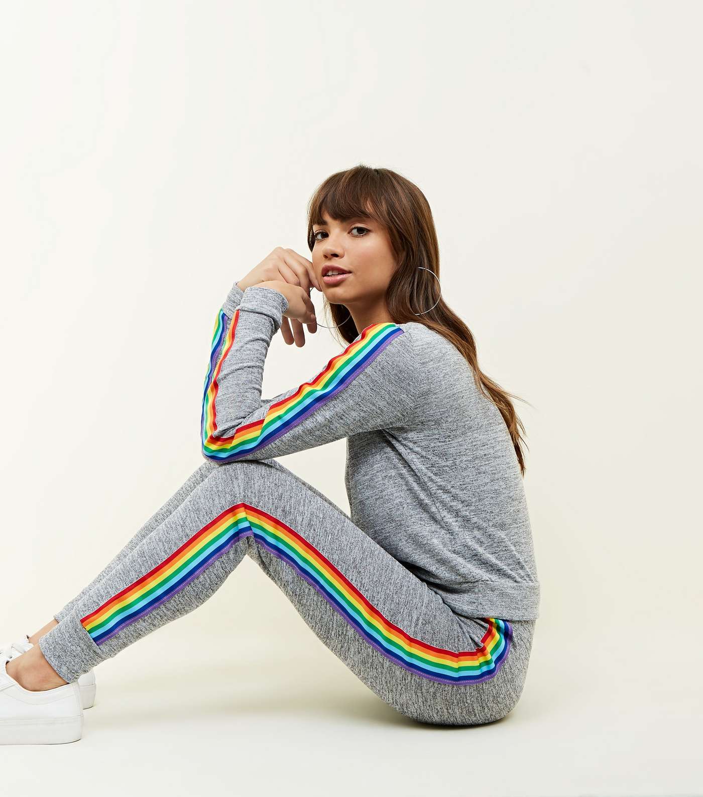 Pale Grey Rainbow Tape Side Sweatshirt Image 6
