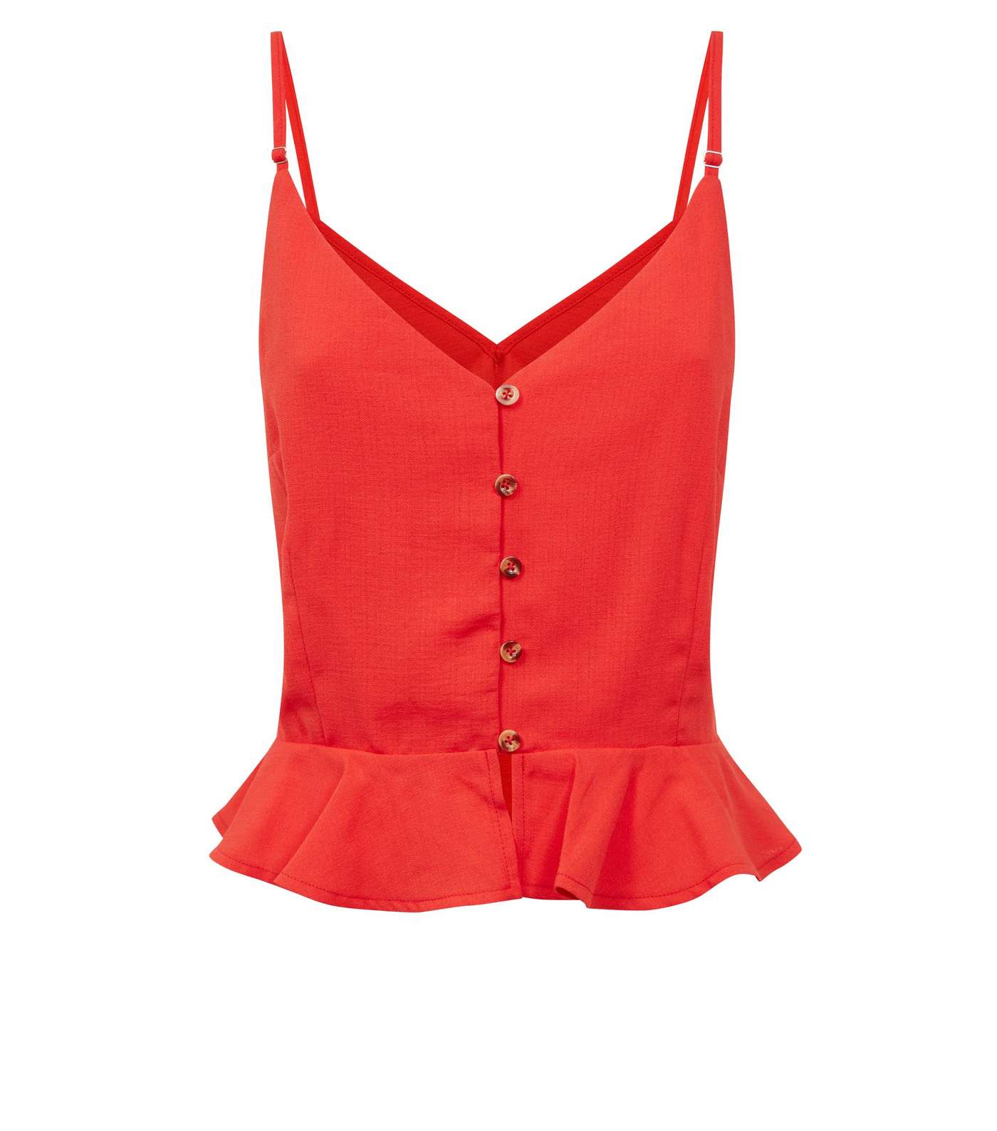 Cameo Rose Red Button Front Peplum Cami  Image 4