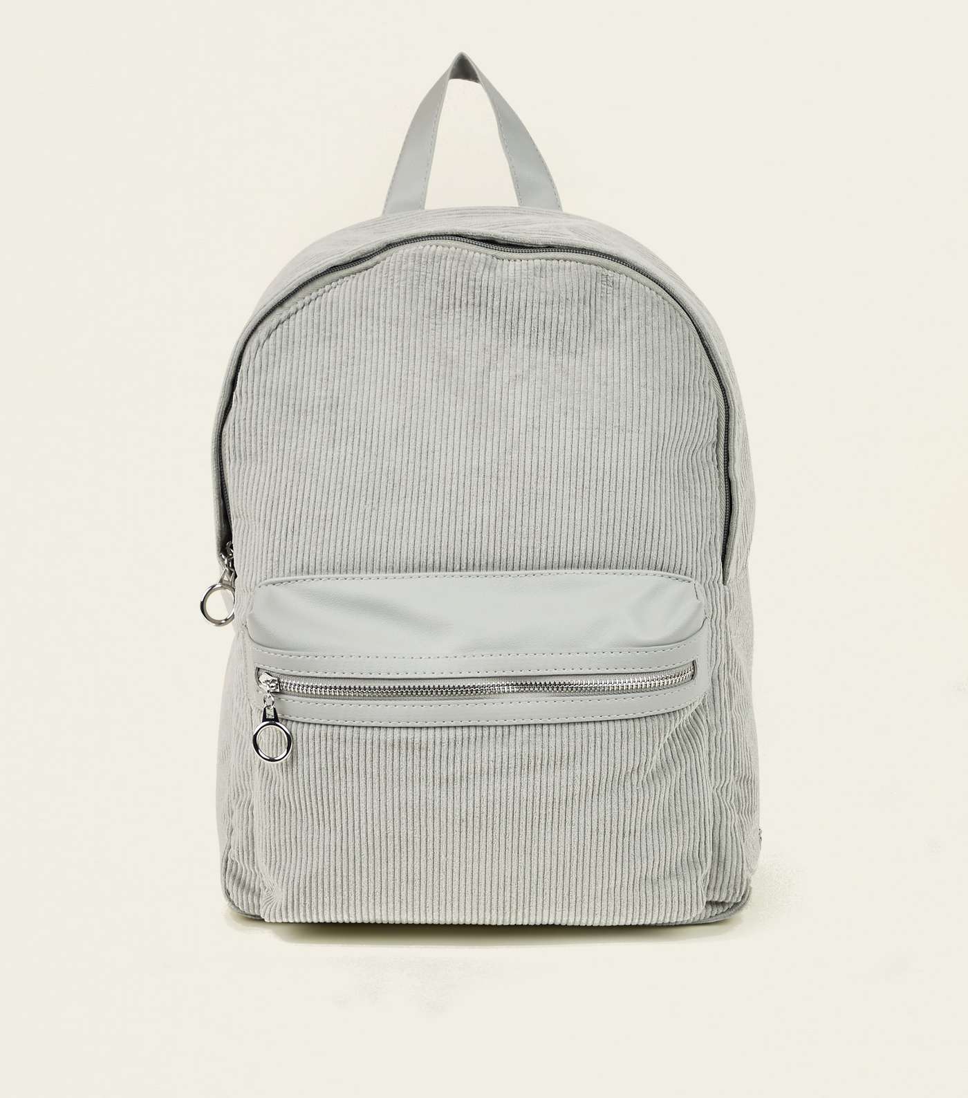 Pale Grey Corduroy Backpack