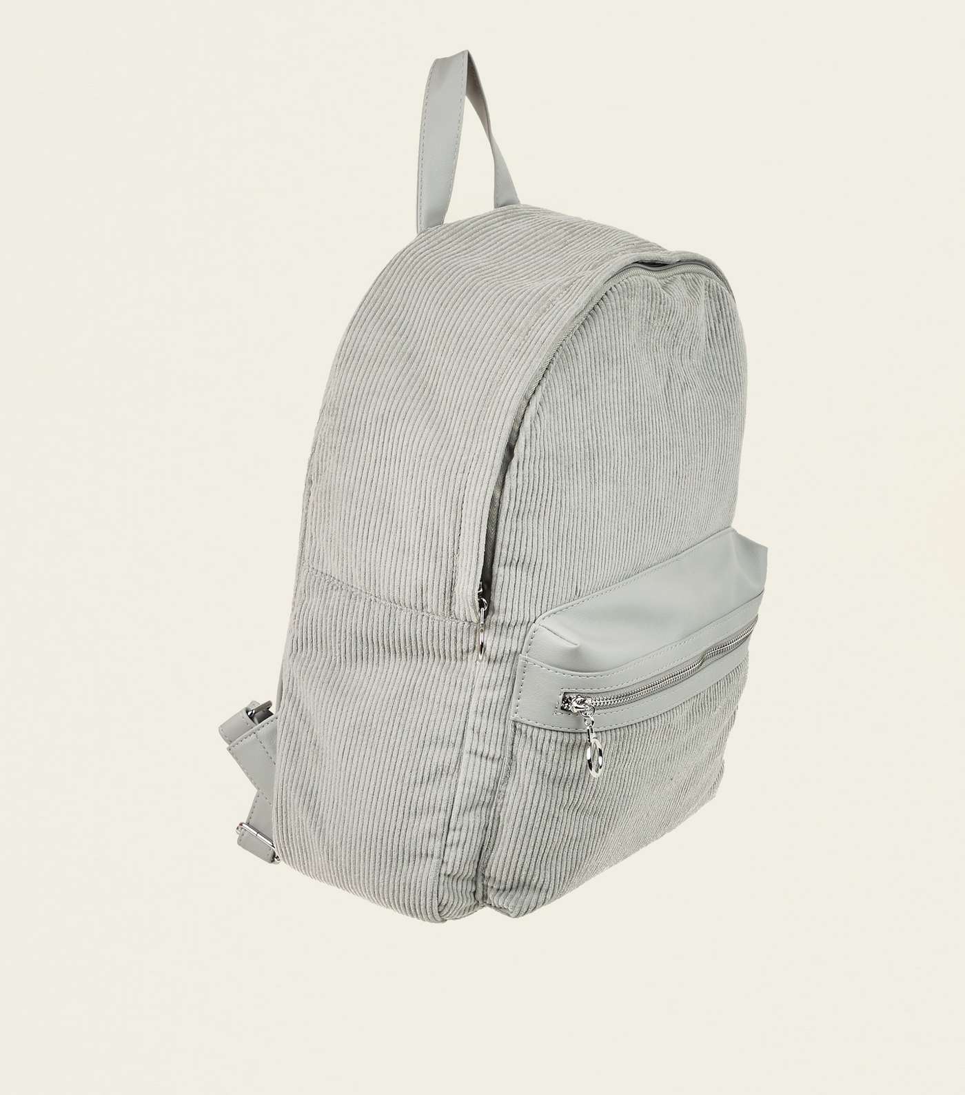 Pale Grey Corduroy Backpack Image 3
