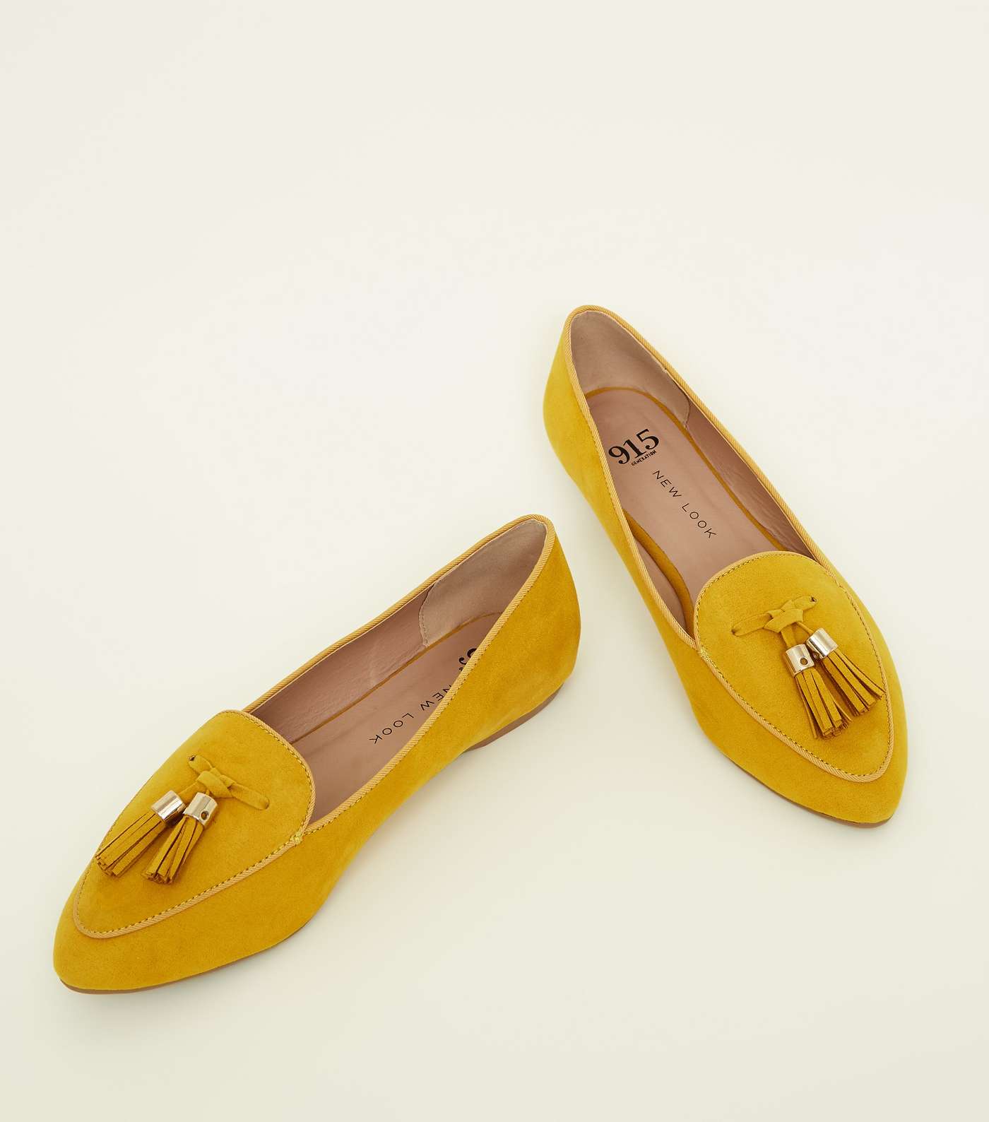 Girls  Mustard Suedette Pointed Tassel Loafers  Image 4