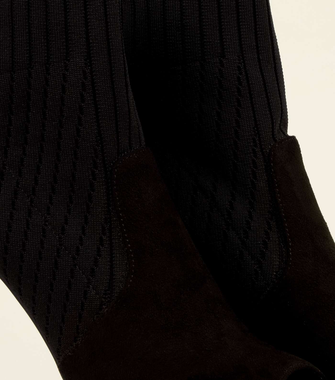 Black Peep Toe Stiletto Sock Boots Image 3