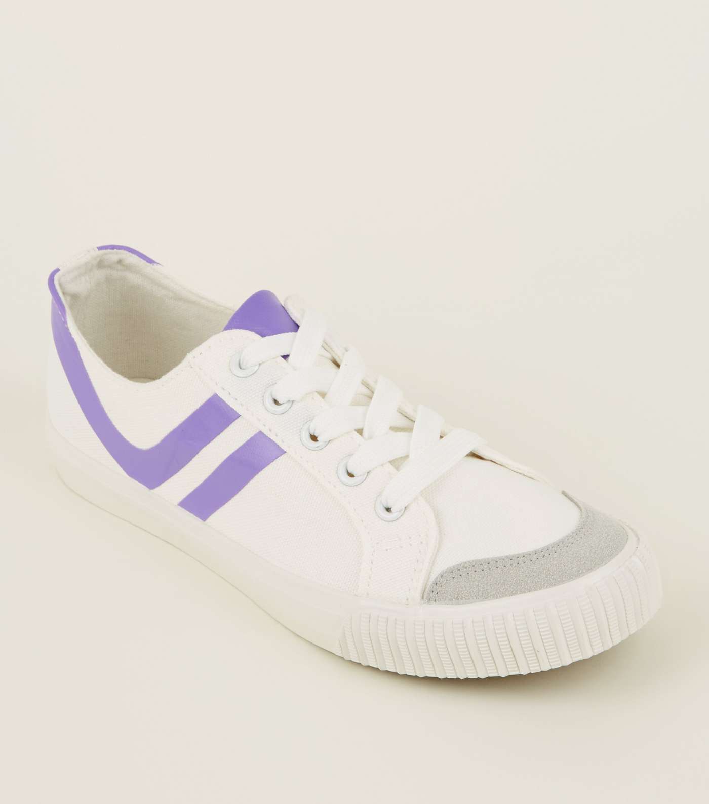 Lilac Stripe Canvas Trainers 