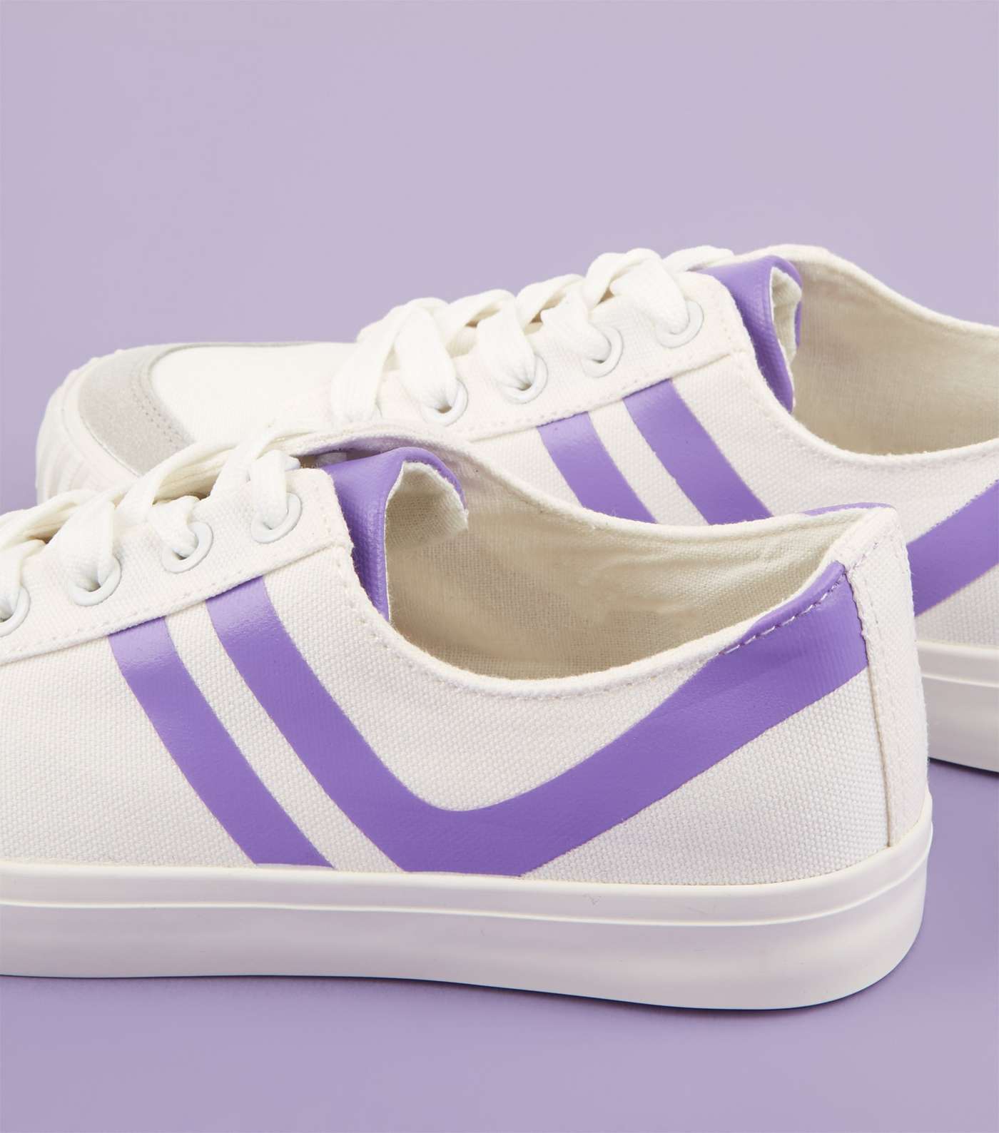 Lilac Stripe Canvas Trainers  Image 3