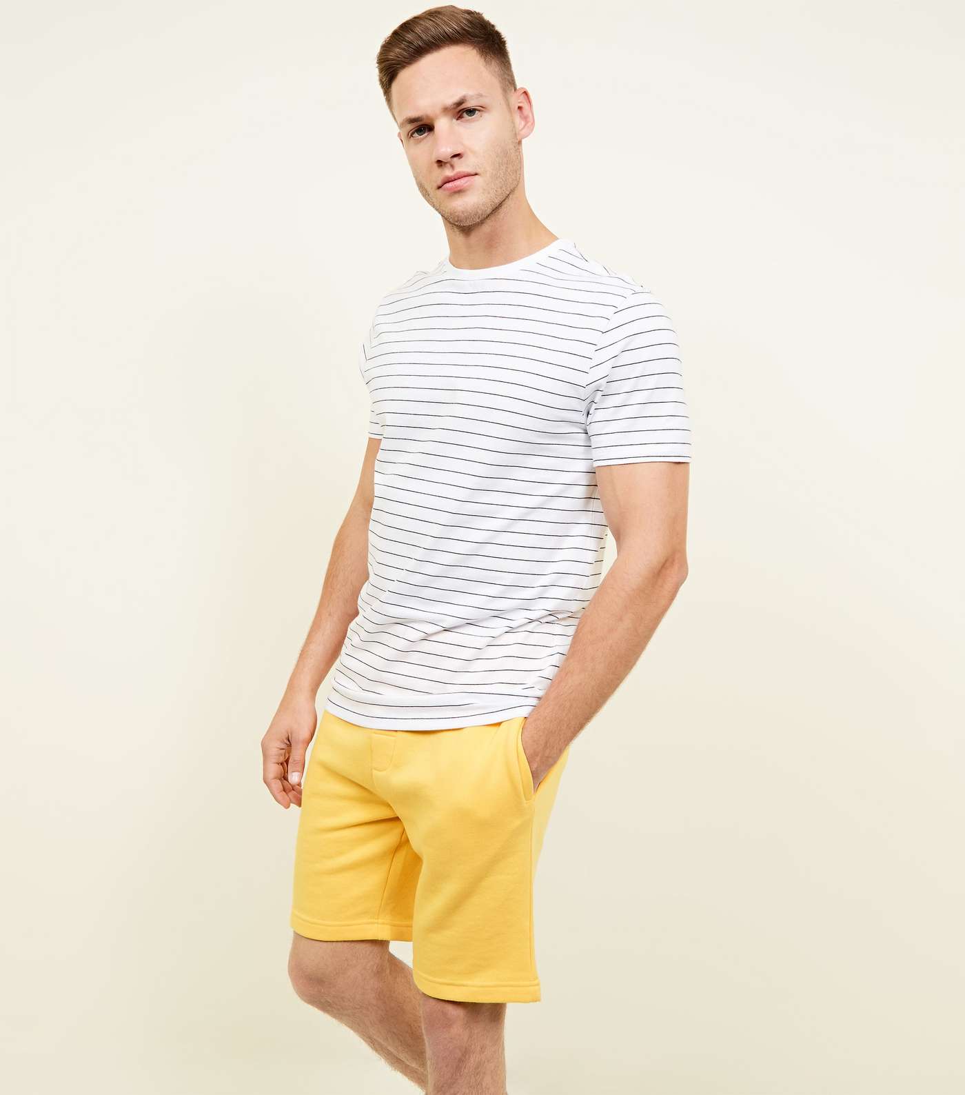 Yellow Drawstring Jersey Shorts