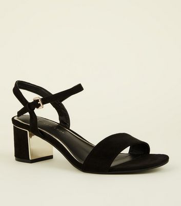 black block mid heel shoes