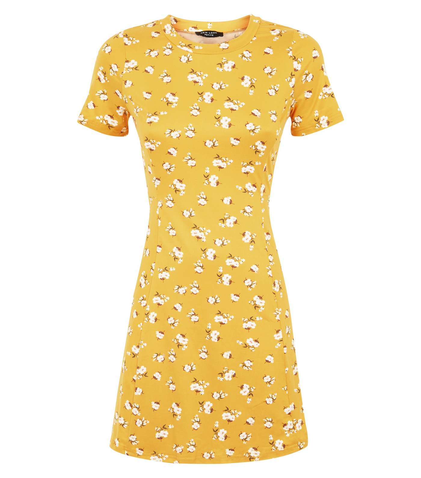 Petite Yellow Ditsy Floral Soft Touch Skater Dress Image 4