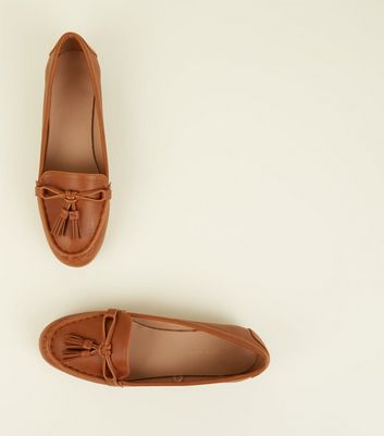 New Look Wide Fit Tan Leather-Look 