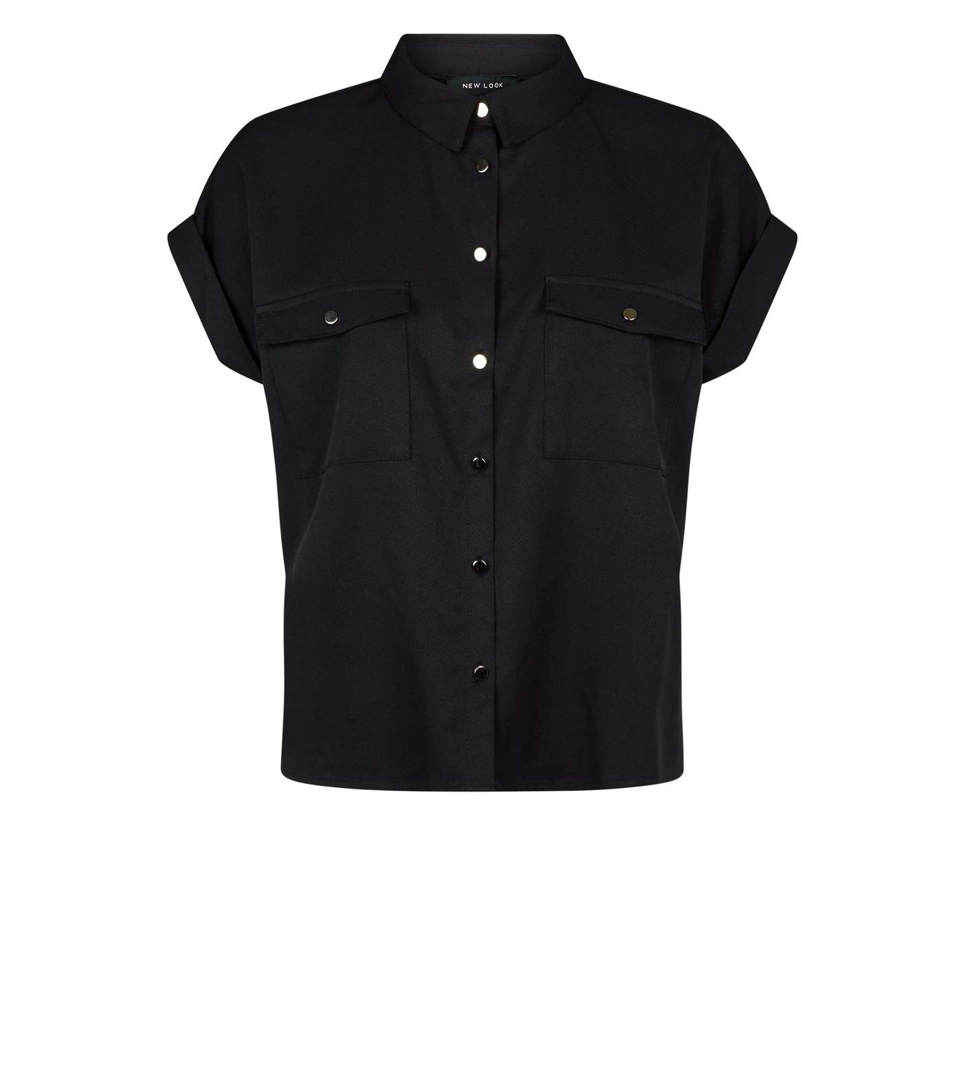 Black Twill Short Sleeve Utility Shirt Image 4
