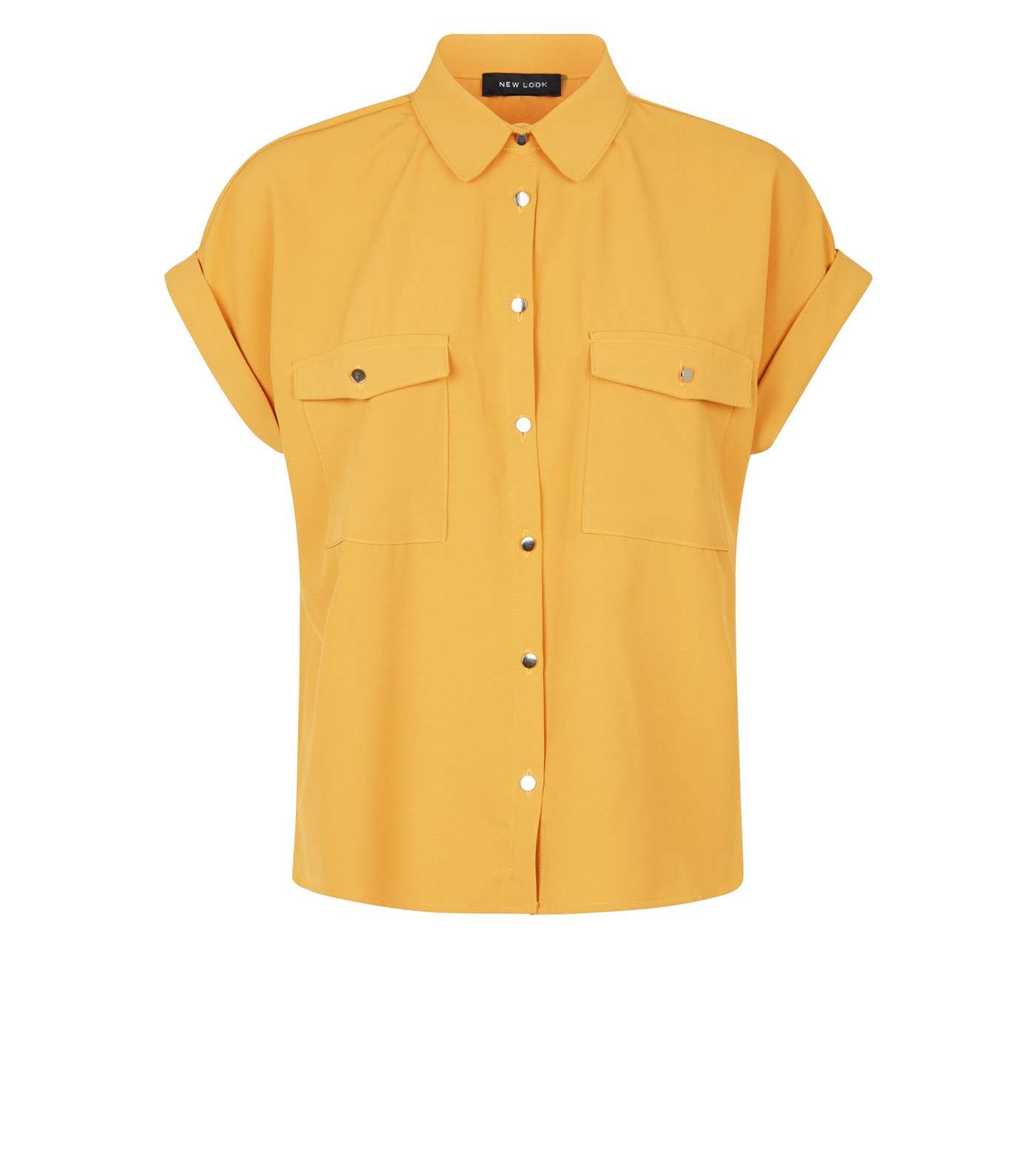 Mustard Twill Short Sleeve Utility Shirt  Image 4