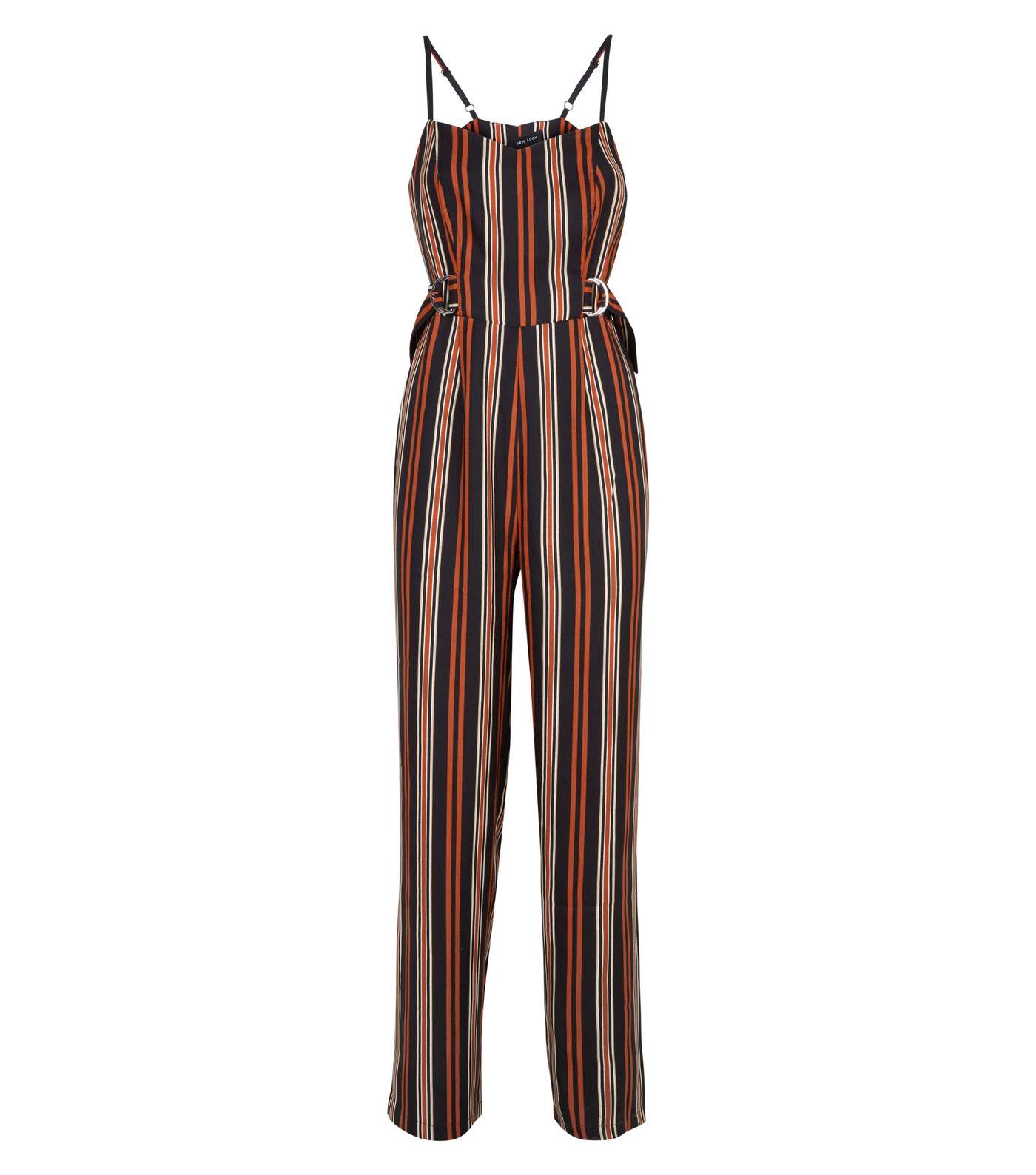 Brown Stripe D-Ring Belted Jumpsuit  Image 4