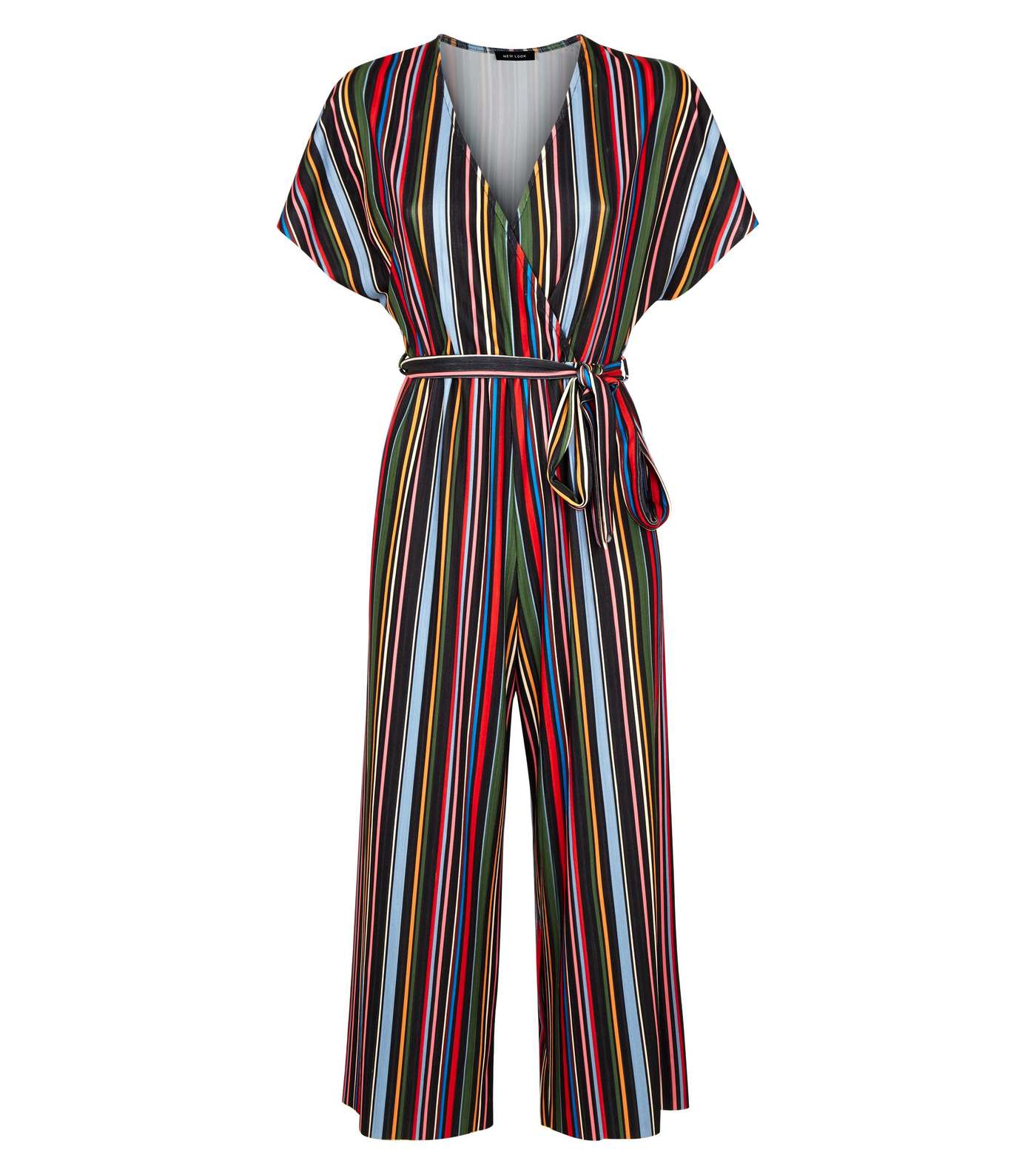 Black Rainbow Stripe Ribbed Jumpsuit  Image 4