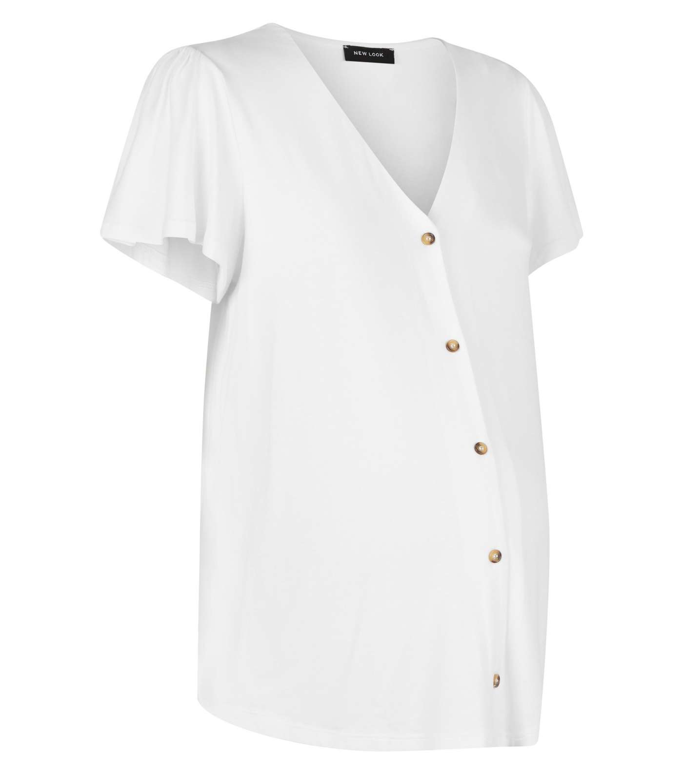Maternity Off White Button Front T-Shirt Image 4