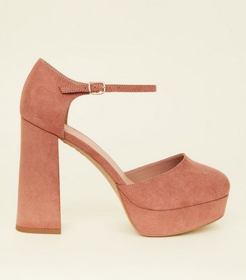 square toe heels pink