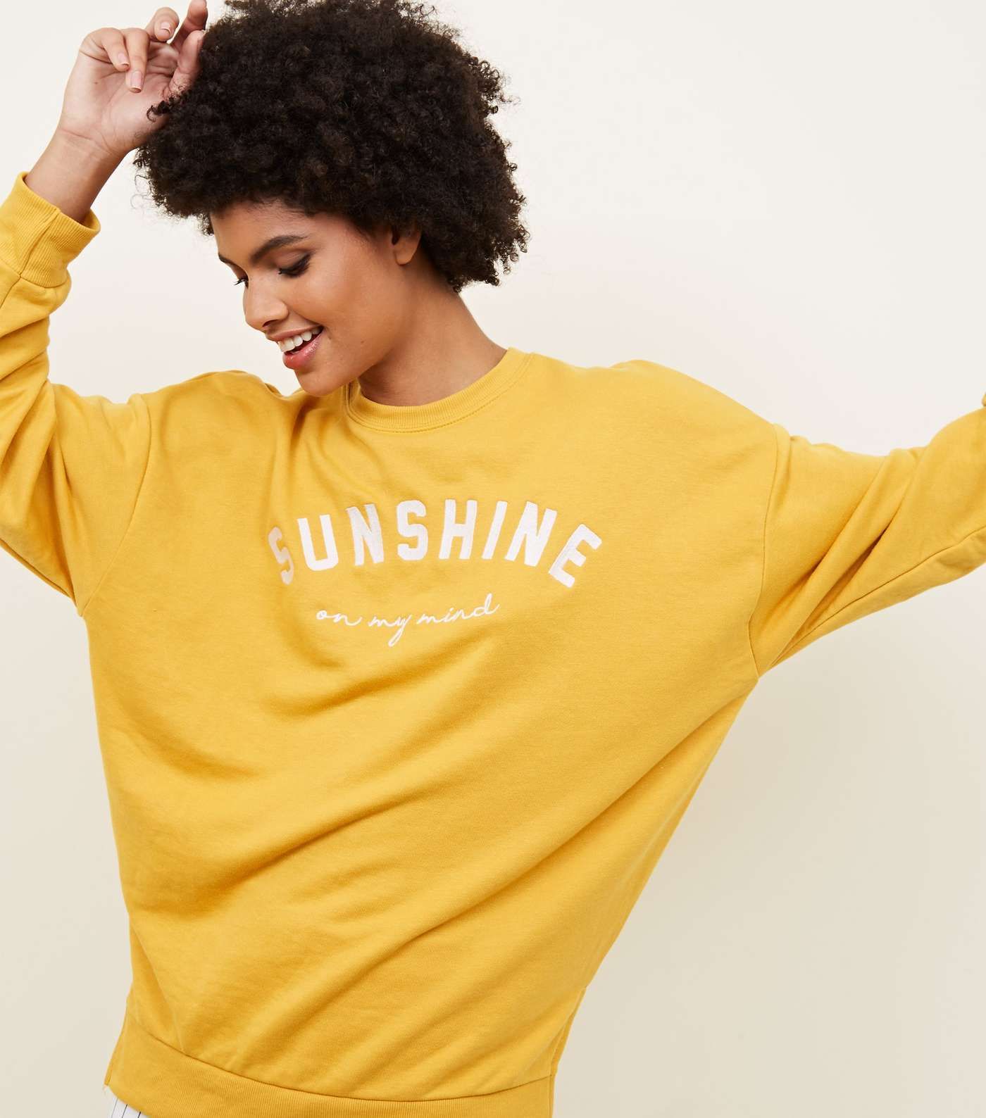 Mustard Sunshine Slogan Sweatshirt Image 5
