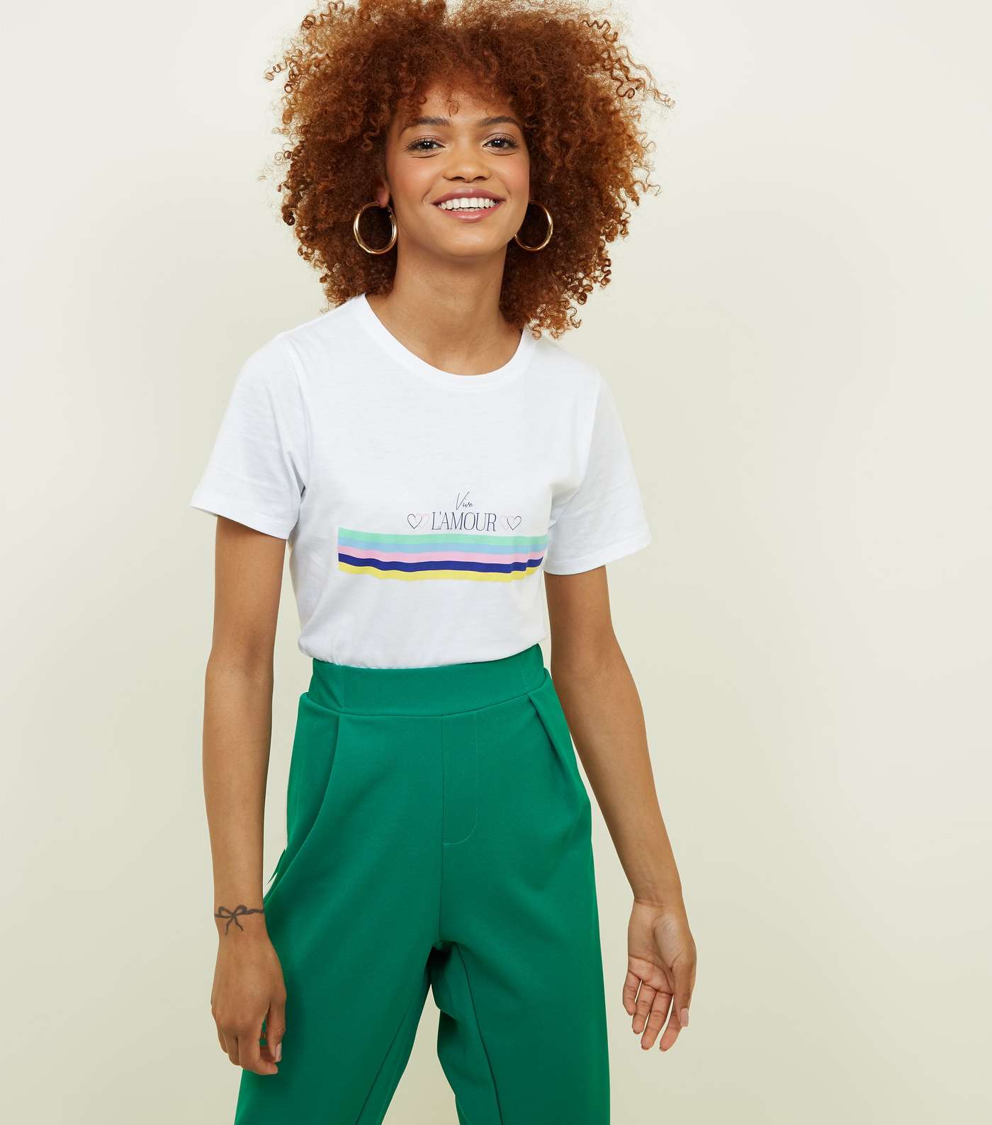 White L'Amour Pastel Rainbow Logo T-Shirt