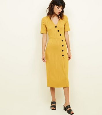 new look mustard midi dress