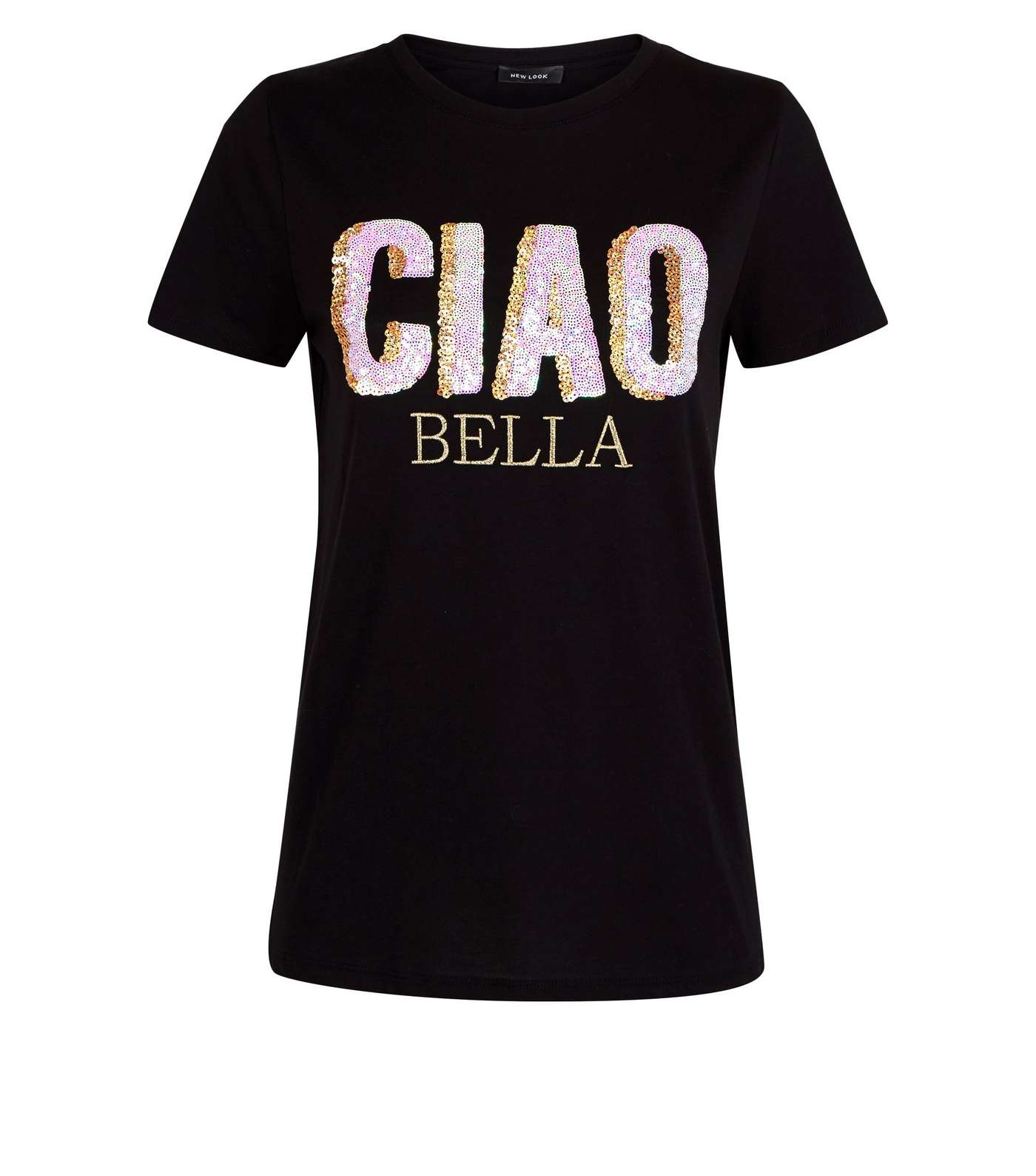 Black Ciao Bella Sequin T-Shirt  Image 4