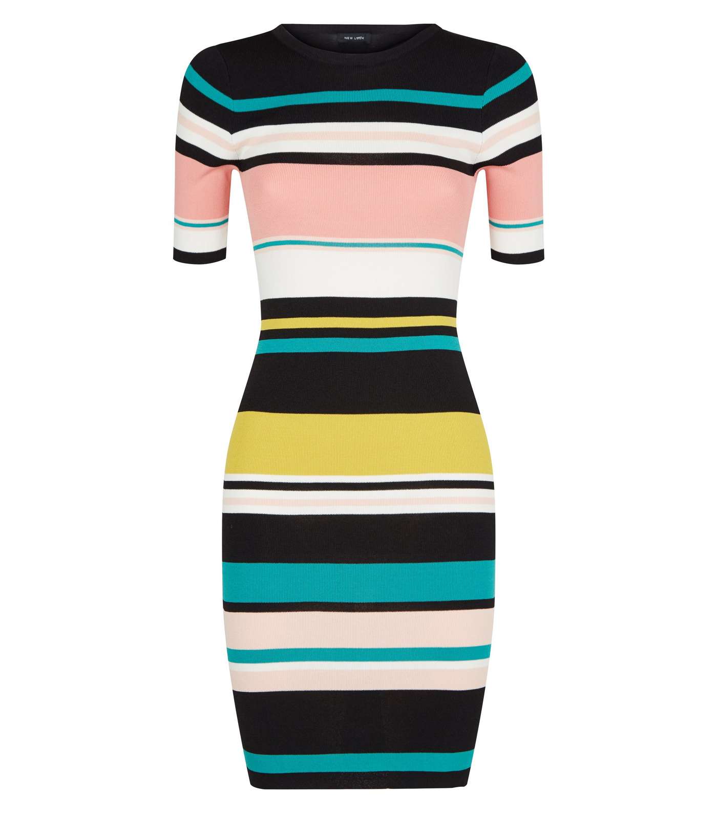Multi Colour Block Stripe Ribbed Bodycon Dress Image 4