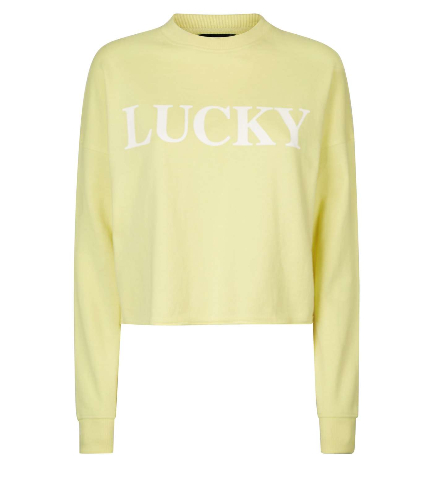 Pale Yellow Lucky Slogan Cropped Sweatshirt Image 4