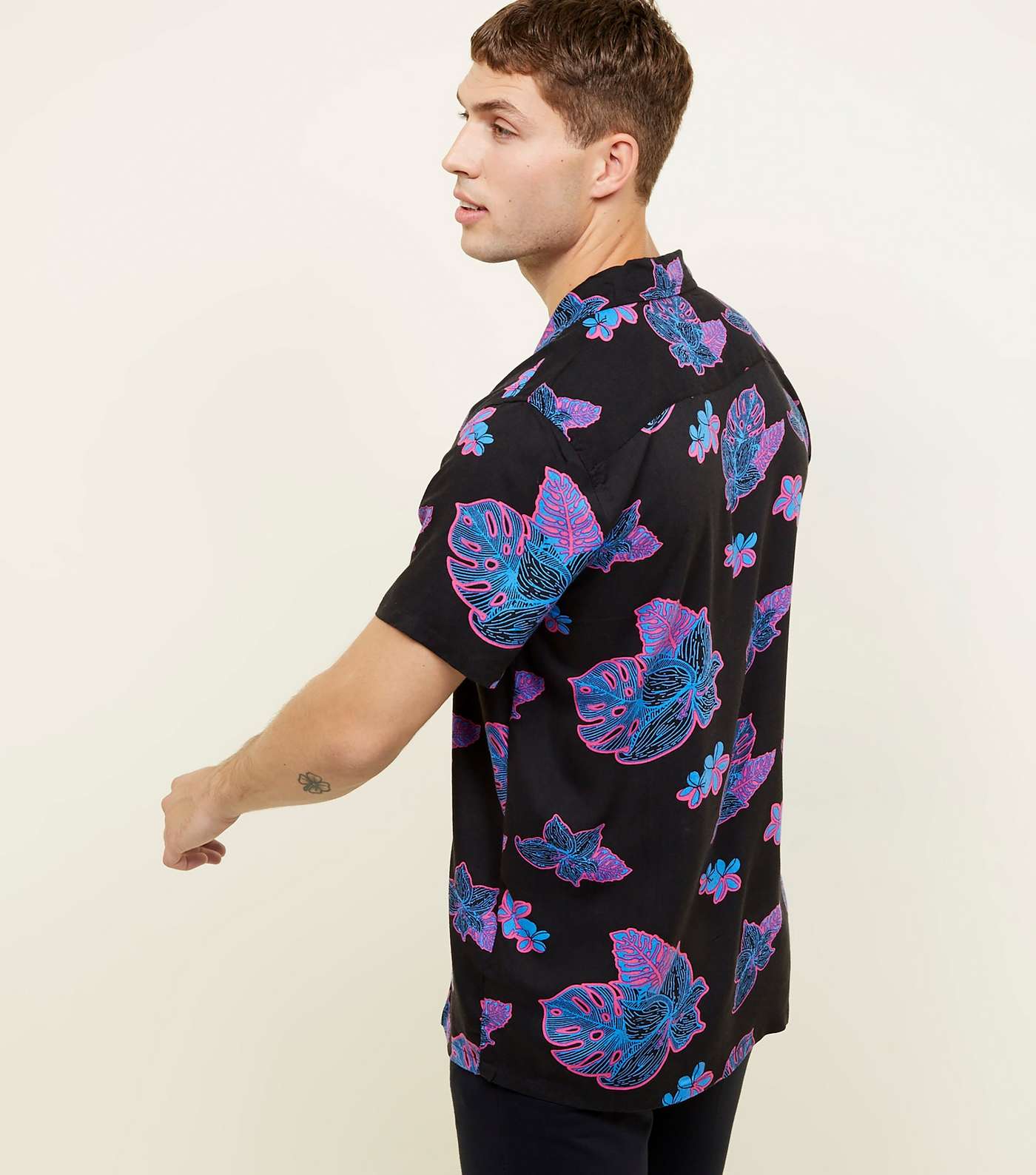 Black Neon Tropical Short Sleeve Shirt Image 3