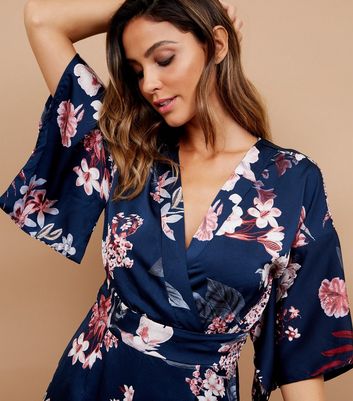 new look blue floral jumpsuit