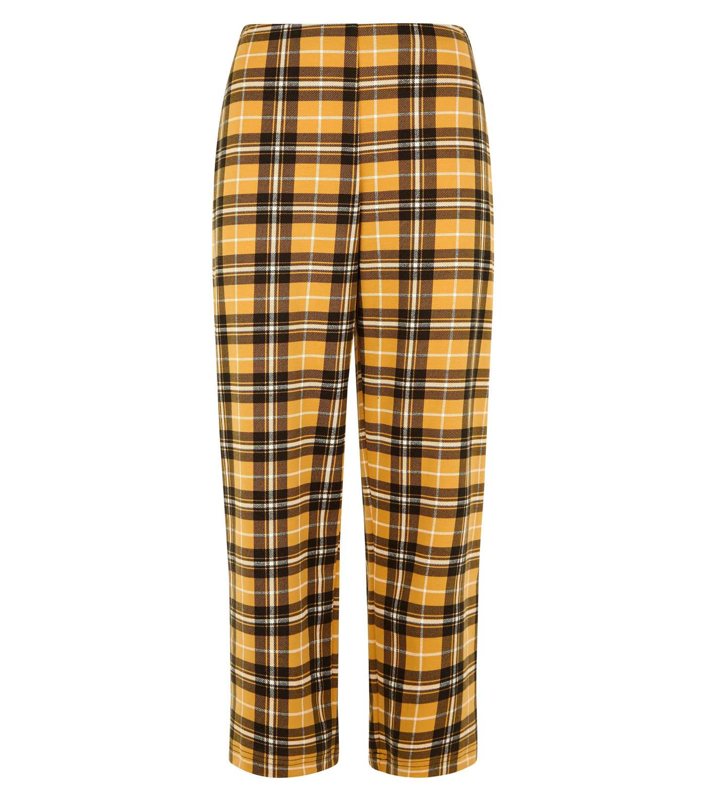 Mustard Check Cropped Trousers Image 4