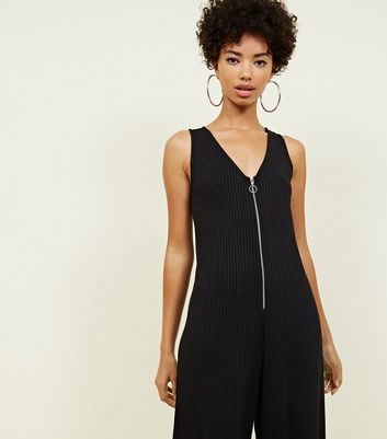 new look black ribbed jumpsuit