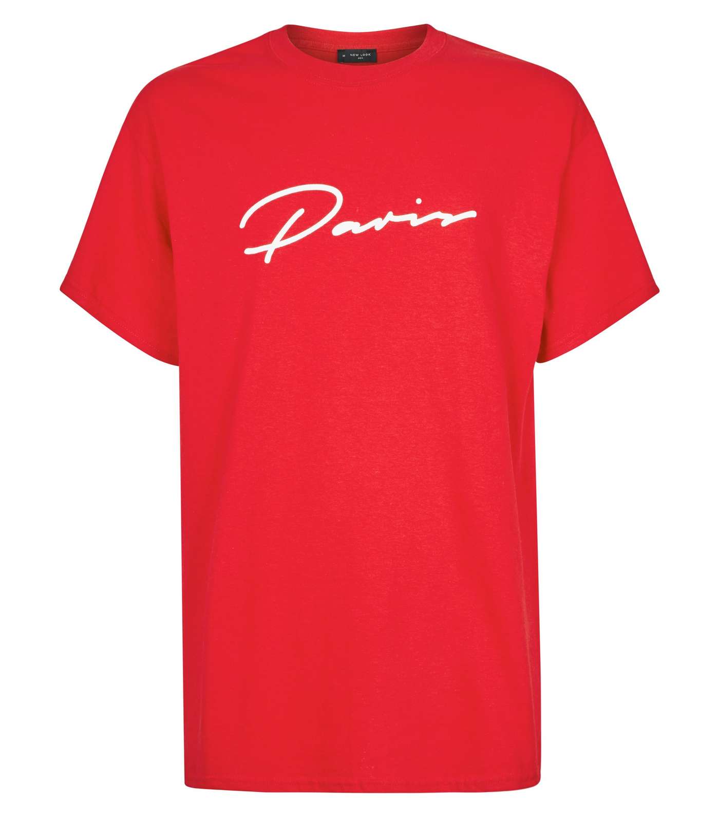 Red 'Paris Slogan Crew Neck T-Shirt Image 4