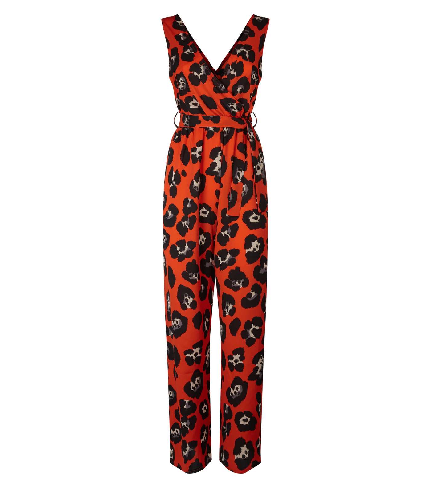 Cameo Rose Red Leopard Print Wrap Jumpsuit  Image 4