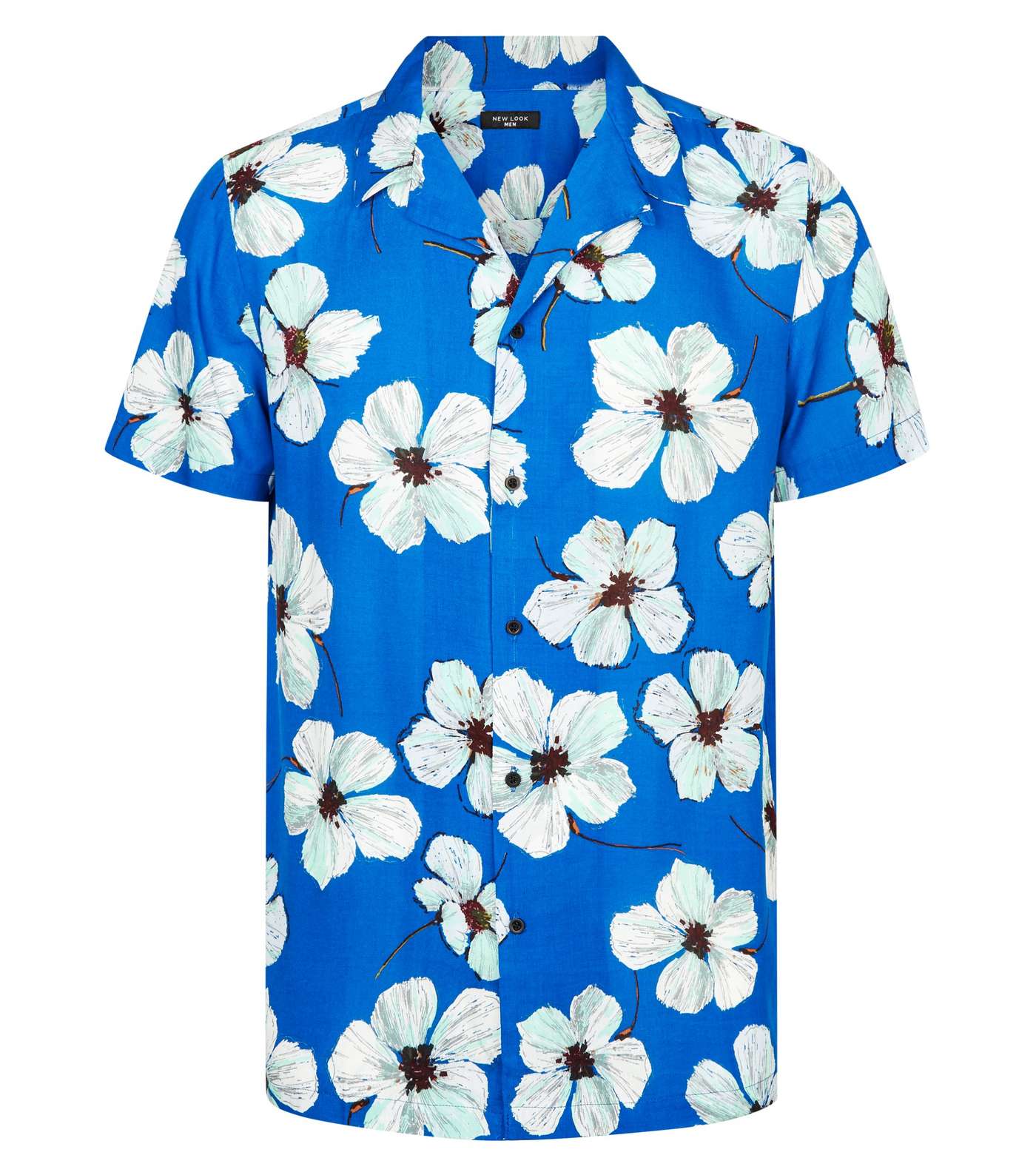 Bright Blue Floral Short Sleeve Shirt Image 4