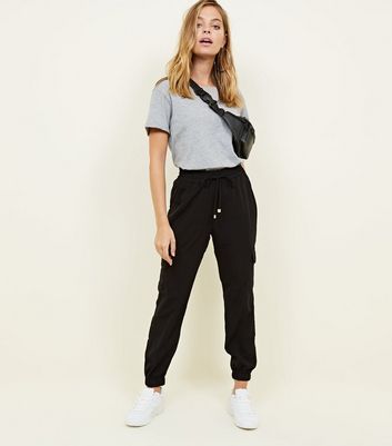 womens black utility joggers