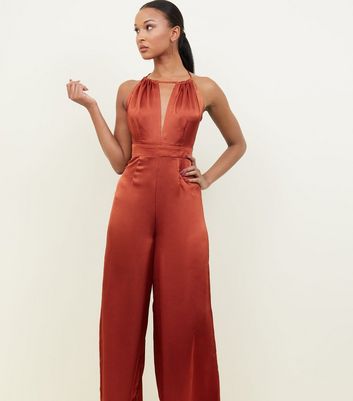 rust satin jumpsuit