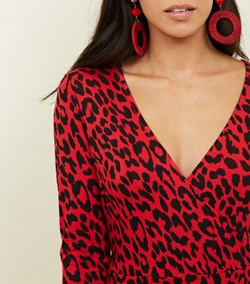 new look red leopard print dress
