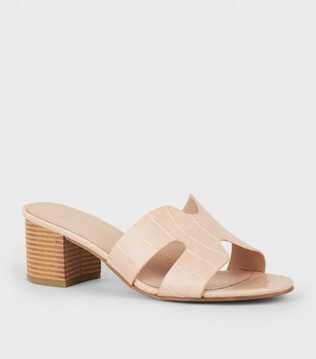 wide fit block heel mules