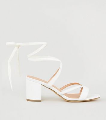 white ankle tie sandals