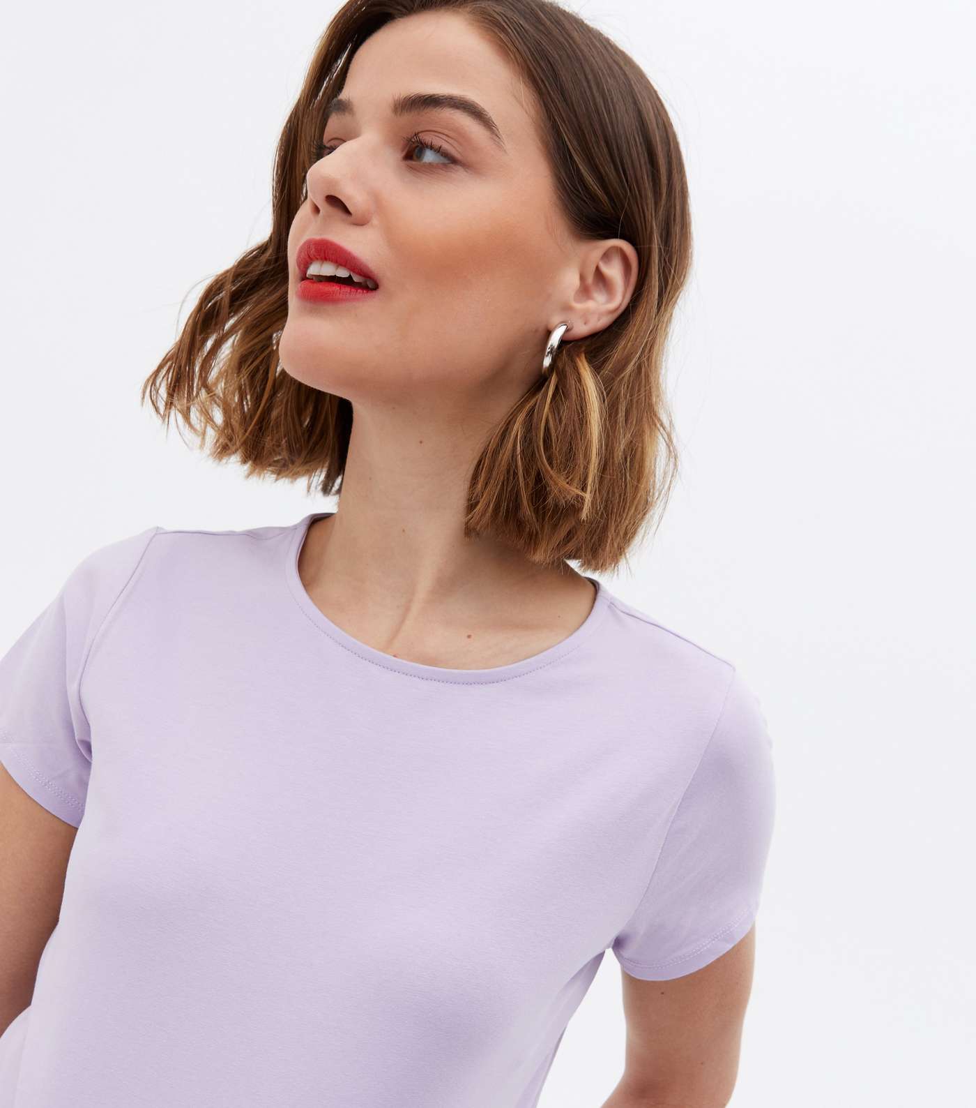 Maternity Lilac Ruched Crew T-Shirt Image 3