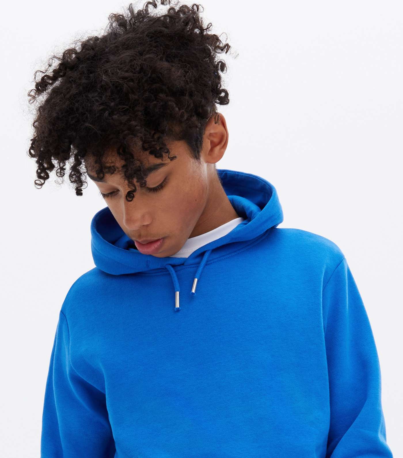 Boys Bright Blue Jersey Pocket Front Hoodie Image 2