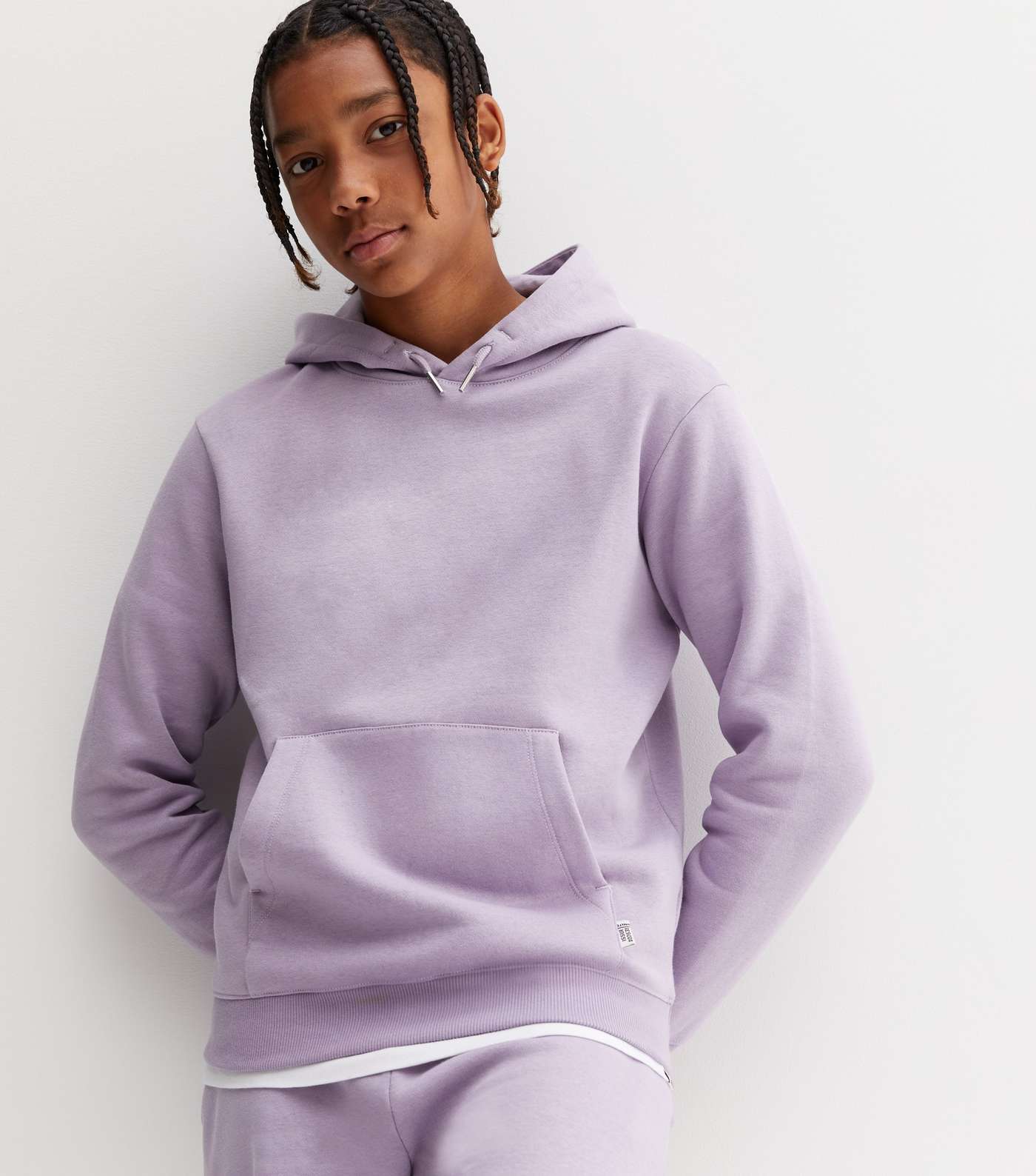 Boys Lilac Jersey Pocket Front Hoodie