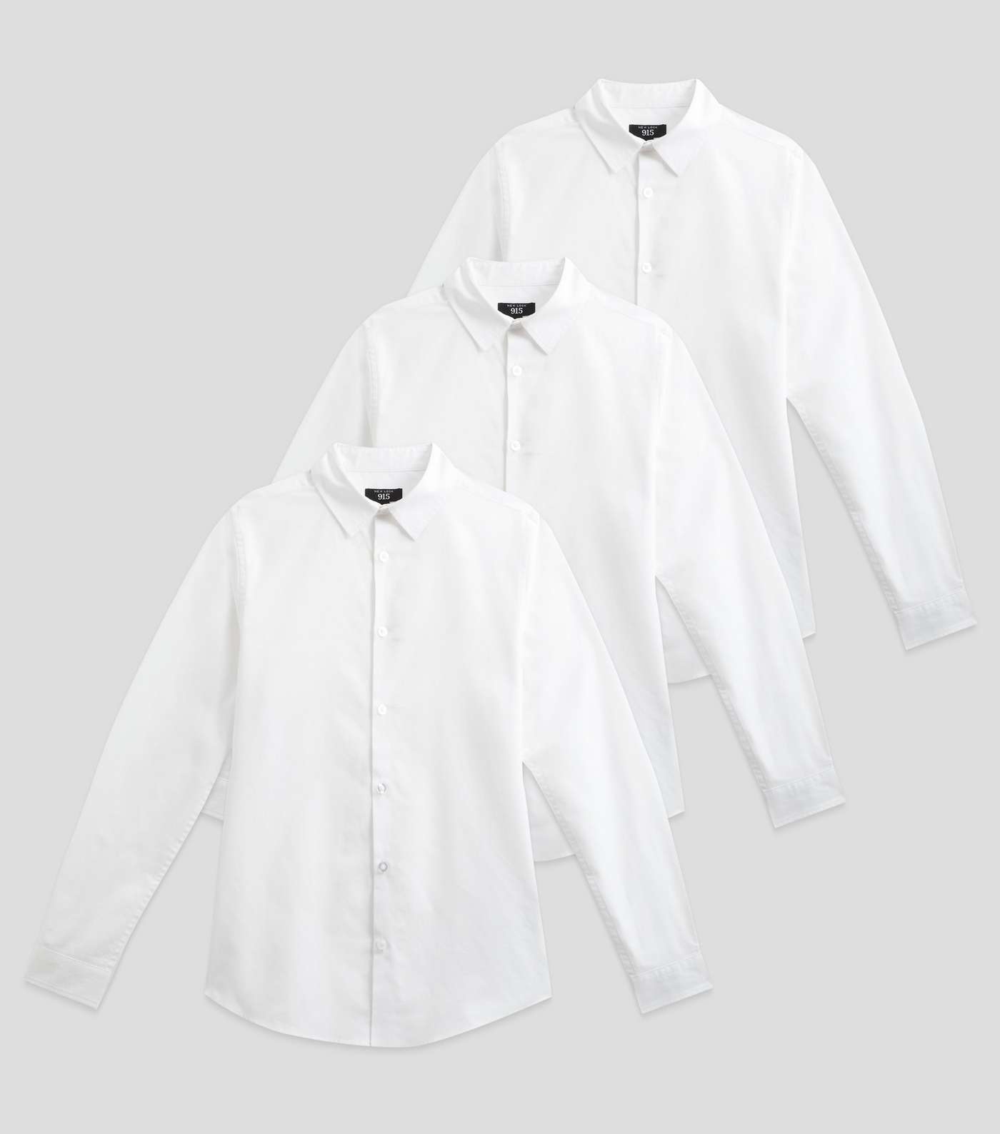 Boys 3 Pack White Long Sleeve Easy Care School Shirts Image 9