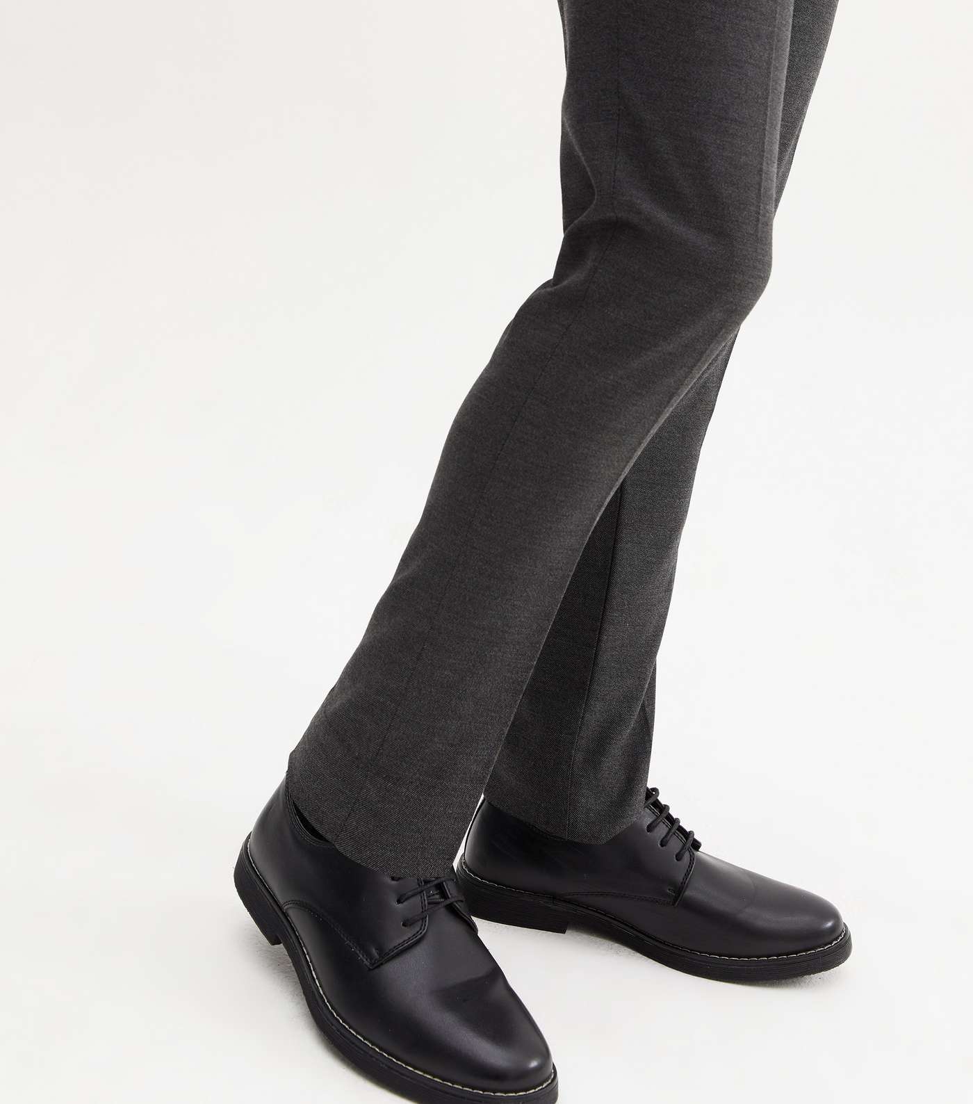 Boys Dark Grey Adjustable Waist Skinny School Trousers Image 7