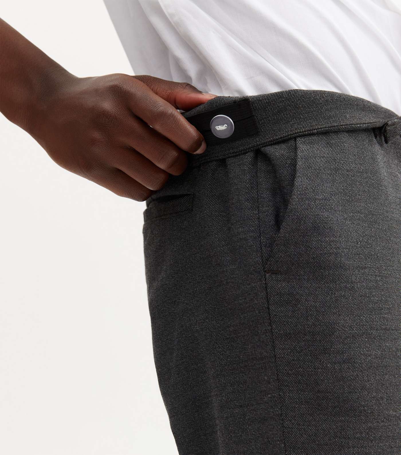 Boys Dark Grey Adjustable Waist Slim Leg School Trousers Image 7