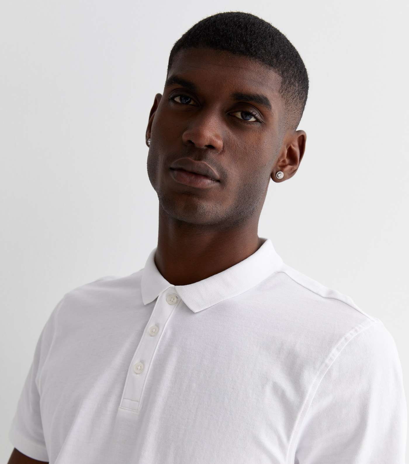 White Short Sleeve Collared Polo Shirt Image 3
