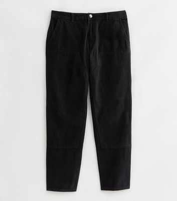 Black Panelled Straight Fit Trousers
