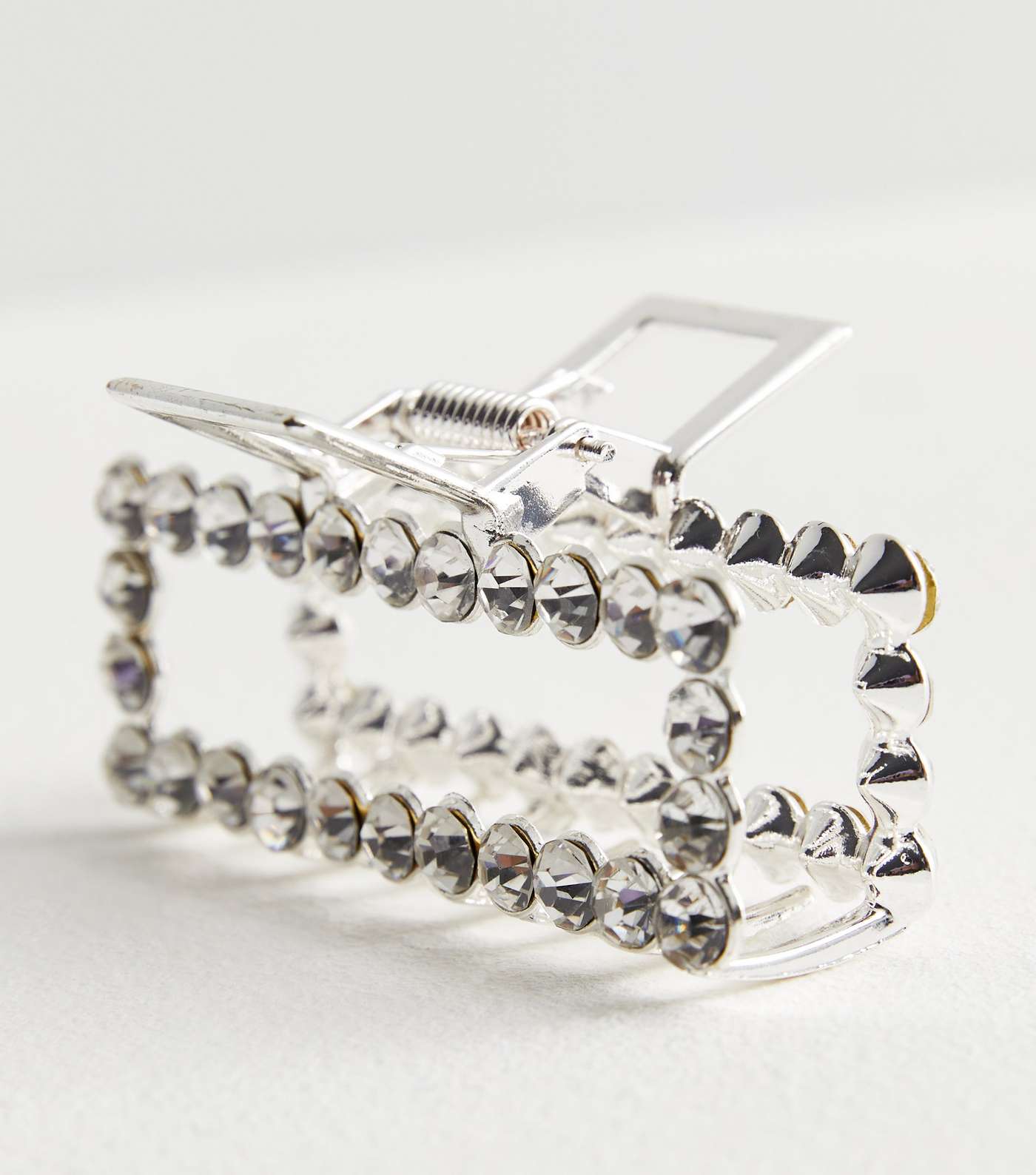Silver Diamanté Cut Out Rectangle Hair Claw Clip Image 3