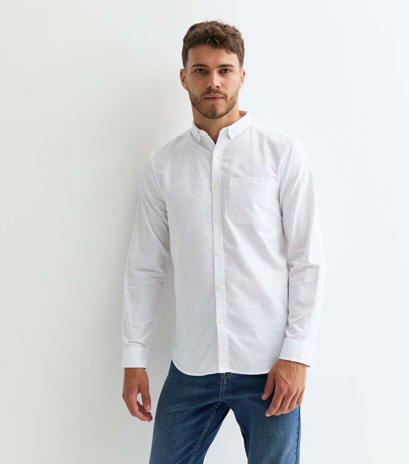 White Long Sleeve Oxford Shirt Image 2