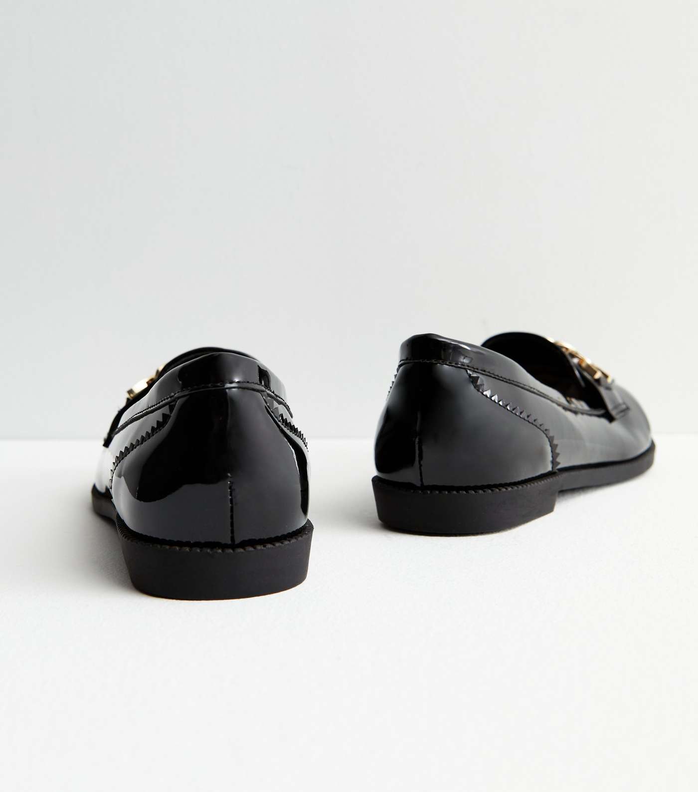 Wide Fit Black Patent Chain Loafers Image 4