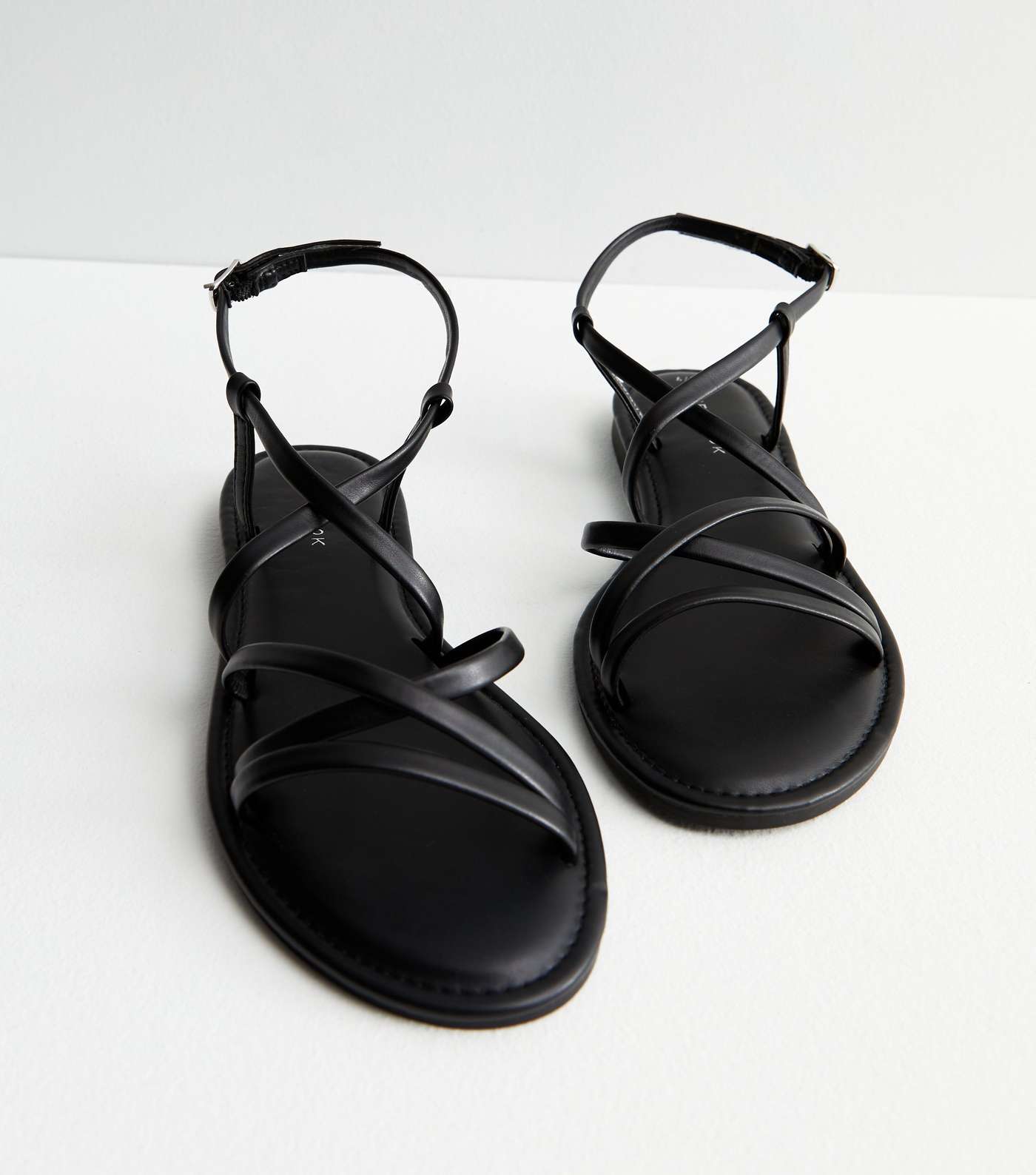 Black Leather-Look Strappy Sandals Image 3