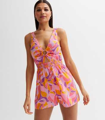 Multicoloured Abstract Ring Beach Playsuit