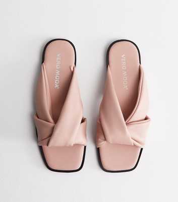 Vero Moda Pink Leather-Look Open Toe Sliders